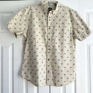 NWT Prana Slim Fit Men’s Shirt Large Leaf Print Organic Cotton Outdoor Core